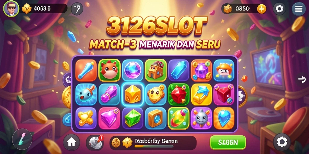 Tampilan permainan 3126SLOT dengan permainan Match-3 yang menantang.