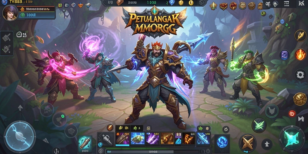 Screenshot utama TV888 menampilkan aksi mendebarkan dalam gameplay MMORPG.