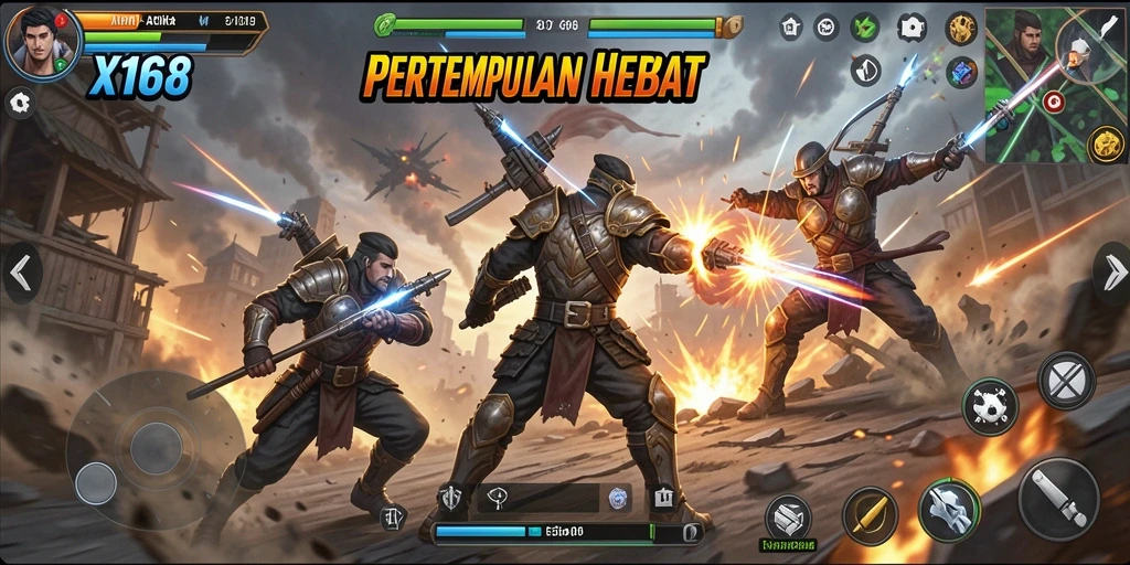 Tampilan gameplay X168 yang mendebarkan dan penuh aksi.